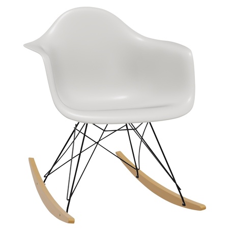 Vitra Eames Plastic Armchair RAR ohne Sitzpolster 04 Weiss, Basic Dark 30 pulverbeschichtet (glatt), Ahorn gelblich 02