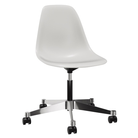 Vitra Eames Plastic Side Chair PSCC ohne Polster 83 Meerblau, Rolle hart gebremst für Teppichboden 02