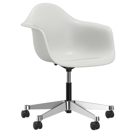 Vitra Eames Plastic Armchair PACC RE ohne Polster 04 Weiss, Rolle weich gebremst für Hartboden 03
