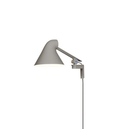 Louis Poulsen Wandleuchte NJP von Louis Poulsen  Hellgrau Aluminium, LED 2700K 10W, Kurzer Arm, Mit schnur 