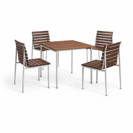 Traverse im Dining Set mit Gartentisch 75x83cm und Stühlen - 4 Personen von Hay