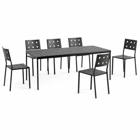 Balcony im Dining Set mit Gartentisch 190x87cm und Gartenstühle - 6 Personen von Hay