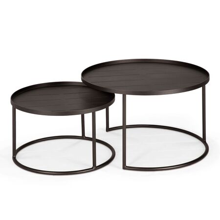 Ethnicraft Outdoor Couchtisch Set mit Tabletts von Ethnicraft Dark Bronze Metall