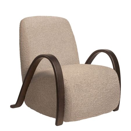 Ferm Living Buur Lounge Chair Eichenholz dunkel gebeizt, Natural - Raw Bouclé