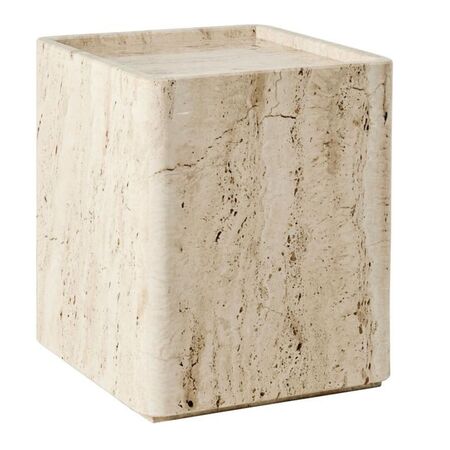 Gubi Beistelltisch Pietra von Gubi  White Travertine, 33 cm / 33 cm / 40 cm