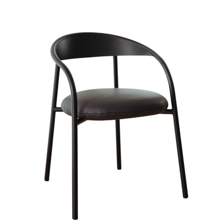 Metallbude Indoor-Stuhl Linelle von Metallbude Black,  Stoff Ivory