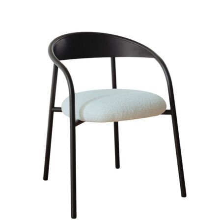 Metallbude Indoor-Stuhl Linelle von Metallbude Black,  Stoff Ivory