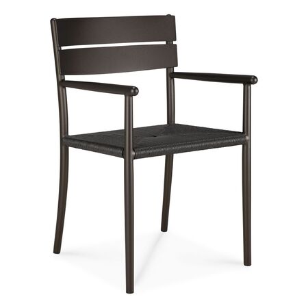 Ethnicraft Outdoor Stuhl Elin von Ethnicraft Mit Armlehne, Dark Bronze Aluminium 