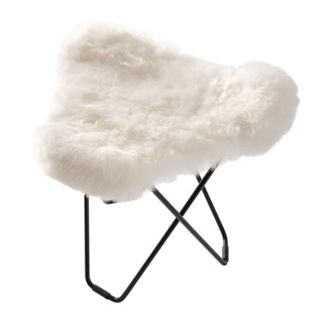 cuero Hocker in Island Lammfell Flying Goose von Cuero  Black, White, Short