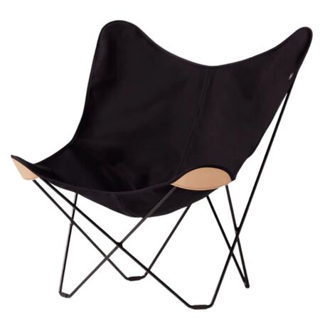 cuero Butterfly Chair in Baumwolle von Cuero  Cotton White, Chrome, With leather corners