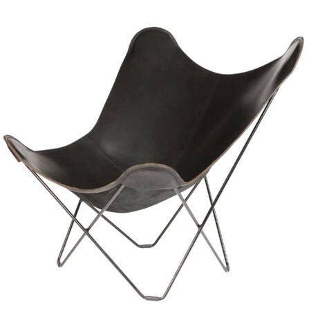 cuero Butterfly Chair in Leder von Cuero Chocolate, Black