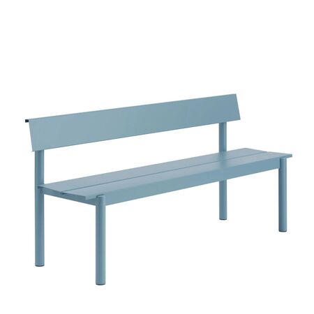Muuto Outdoor-Bank mit Rückenlehne Linear Steel von Muuto Pale Blue, B: 170 cm