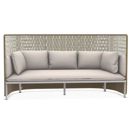 Ethimo Ethimo Esedra 3 Seater Highback Sofa Warmweiss, Breites Gewebe Sand