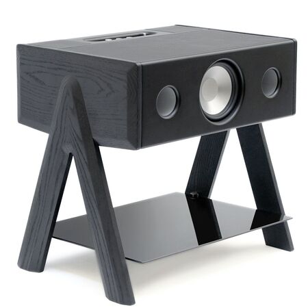 La Boite Concept Cube Leather & Wood Soundsystem von La Boite Concept schwarz gebeiztes Holz