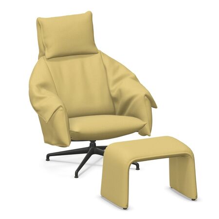 Vitra BCU Bascule Highback & Bench von Vitra Crème 09 - Iroko 2, Kreide 37 pulverbeschichtet (glatt), H: 38 cm