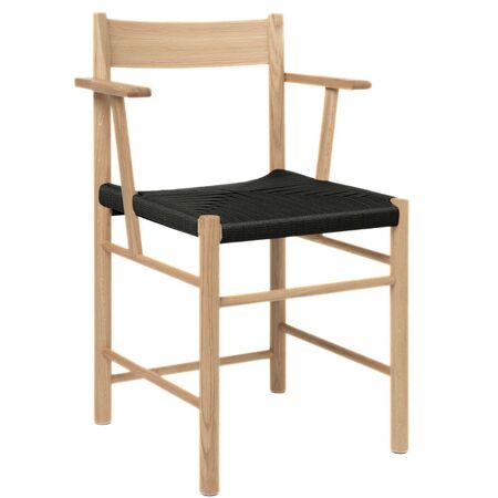 Brdr Kruger F Dining Chair with Armrest Bordeaux lackierte Eiche, Papierkordel