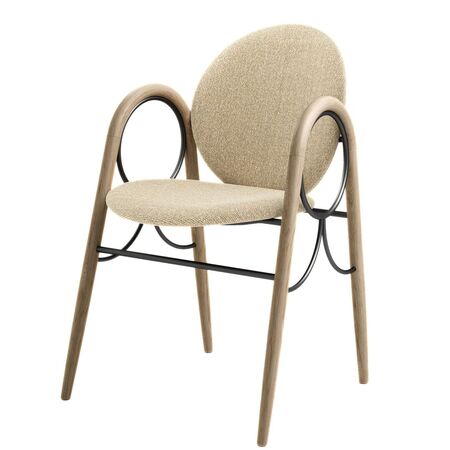 Brdr Kruger Essstuhl Arkade von Brdr Krüger Eiche geölt, Moss - Cream 0019, Schwarz