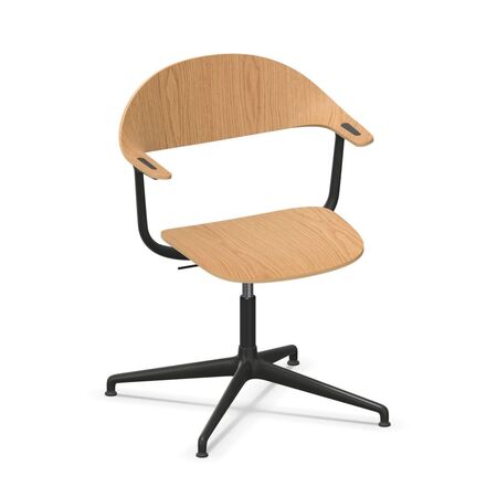 Vitra Mynt Bürostuhl in Eiche mit 4-Sterngestell mit Gleitern von Vitra Eiche natur, Naturholz Schutzlack 10, Filzgleiter für Hartboden 05, Aluminium gestrahlt 96 