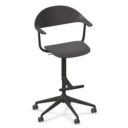 Vitra Mynt High Bürostuhl mit 5-Sterngestell von Vitra Grau 05 RE, Rolle weich gebremst für Hartboden 03, Aluminium gestrahlt 96