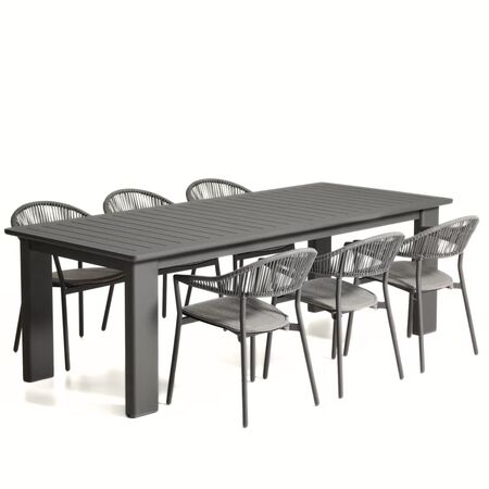 Kave Home Set Ausziehtisch Livorno und 6 Stühle Alimia von Kave Home Ecru / Natur
