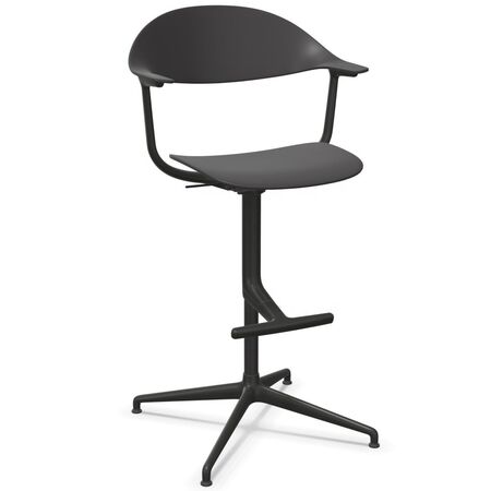 Vitra Mynt High mit 4-Sterngestell mit Gleitern von Vitra Basic Dark 01 RE, Gleiter für Teppichboden 04, Aluminium gestrahlt 96 