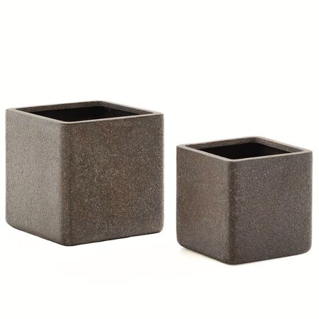 Kave Home Blumentöpfen Set Minoa von Kave Home Braun Steinoptik