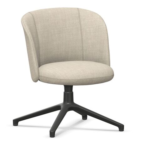 Vitra Mikado Side Chair Low in Stoff mit Vierstern-Untergestell von Vitra Perle 09 - Hola, Aluminium poliert 03