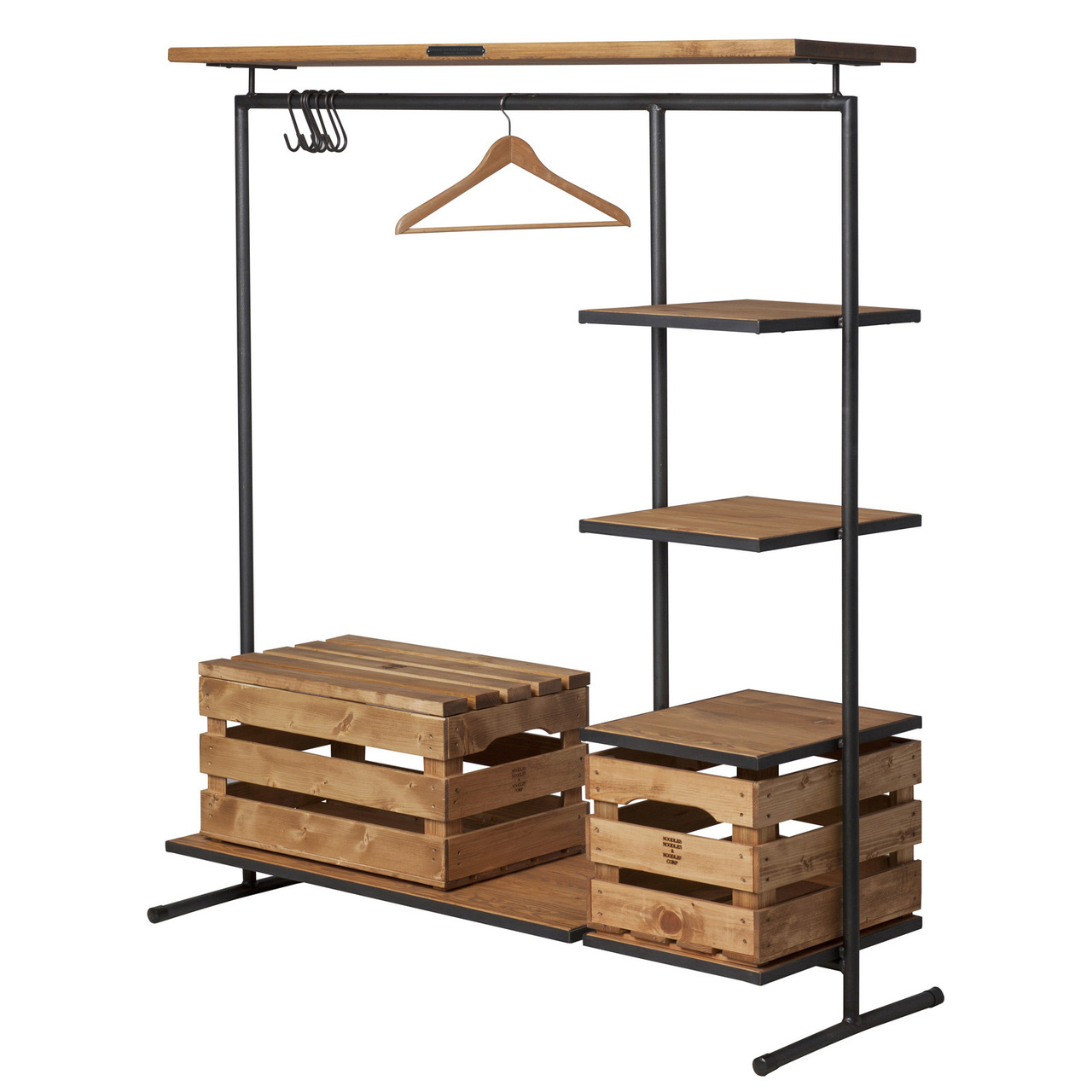 Kleiderständer 'Wood' mit Schuhablage