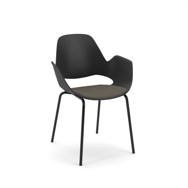 Chaise tapissée Falk avec pieds tubulaires