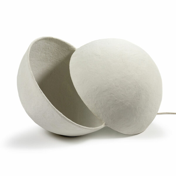 Spherical floor lamp Earth made of papier-mâché