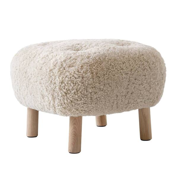 Fluffy sheepskin pouf