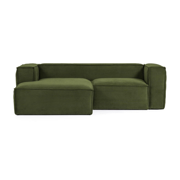 canapé 2 places avec chaise longue Blok en velours côtelé de Kave Home