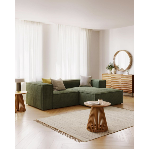 canapé 2 places avec chaise longue Blok en velours côtelé