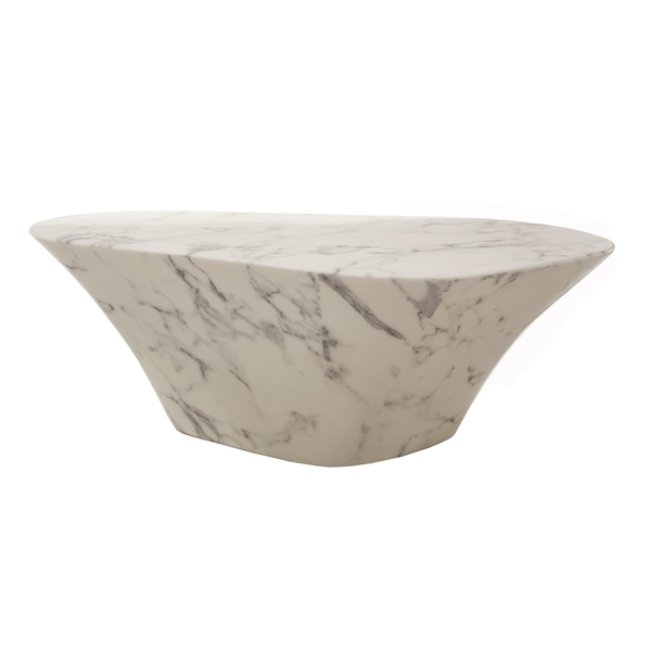 Coffee Table Oval Marble Look Blanc