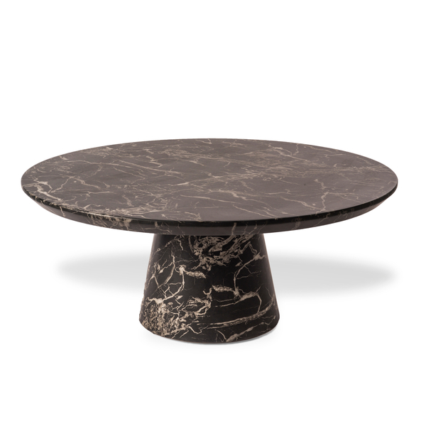 Coffee Table Disc Marble Look Blanc