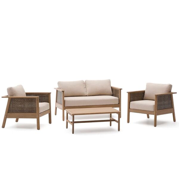 Alabe - Outdoor 2-Sitzer-Sofa mit 2 Sesseln und Couchtisch