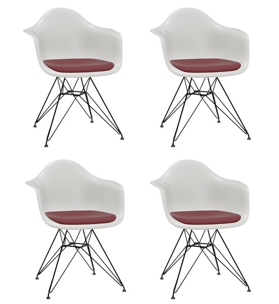 4er Set Eames Plastic Armchair DAR RE mit Sitzpolster von Vitra