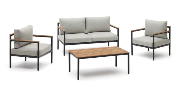 AIGUAFREDA - Canapé d'extérieur 2 places avec 2 fauteuils et table basse