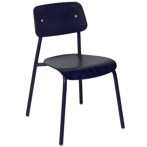 Study Stained wooden chair Abyss blue by Fermob