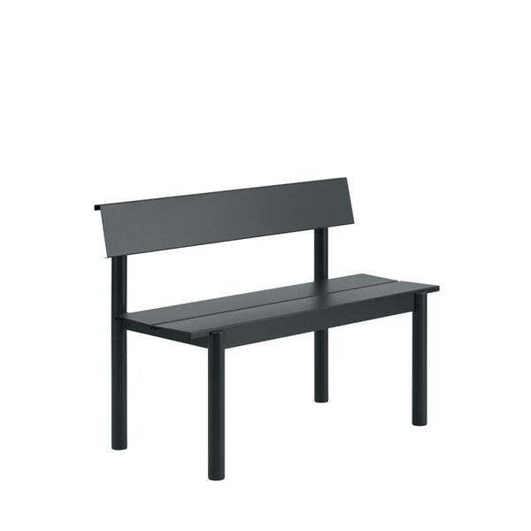Linear Steel Bench w. Backrest - Gartenbank
