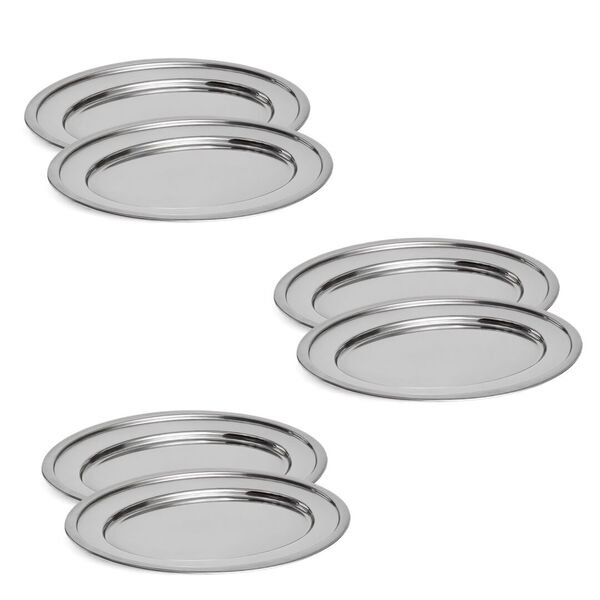 Ovale Servierplatte Essential Steel im 6er Set von Hay