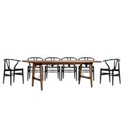 6pcs dining room combo Carl Hansen: Hunting Table / 6 Chairs Wishbone Chair CH24 