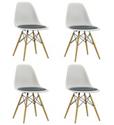 4er Set Eames Plastic Side Chair DSW RE mit Sitzpolster von Vitra 