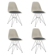 4er Set Eames Plastic Side Chair DSR RE mit Sitzpolster von Vitra