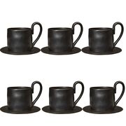 set of 6 stoneware cups with saucer Flow by Ferm Living